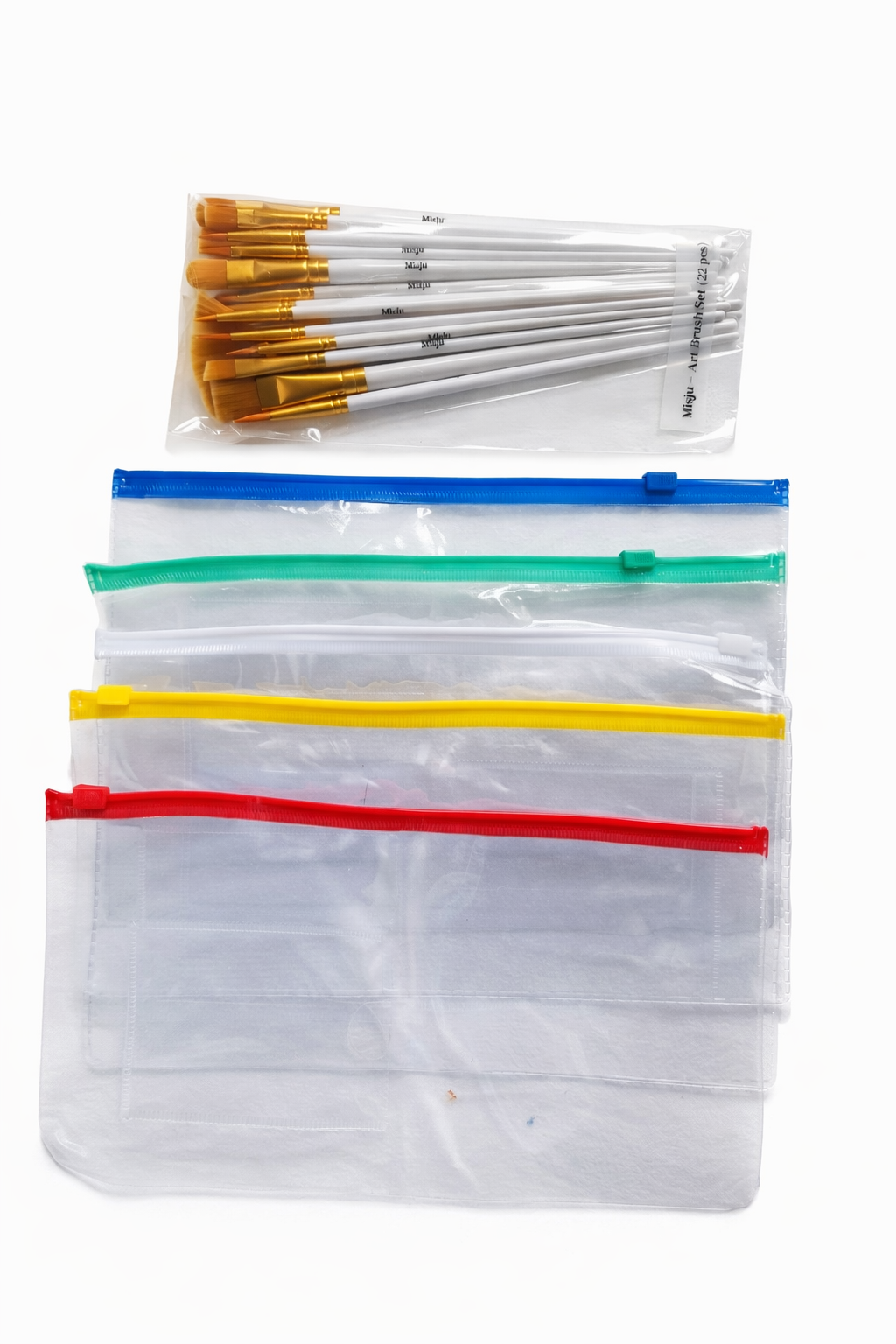 22-Piece White Handle Art Brush Set + Free Storage Pouch - Image 2